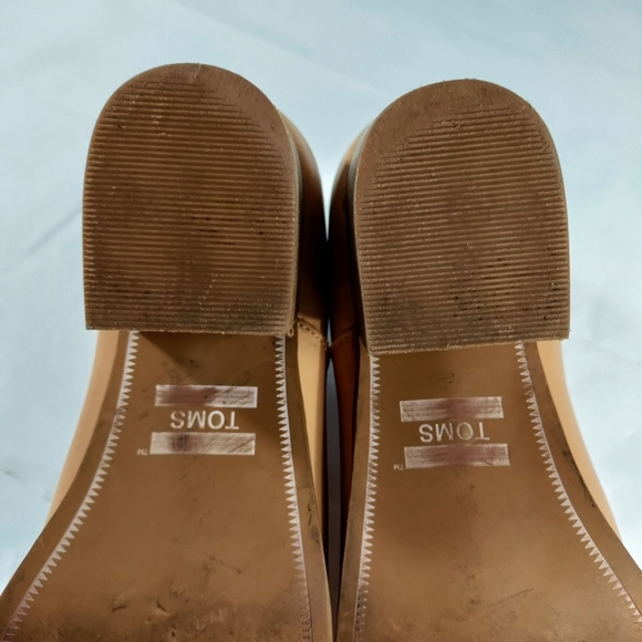 Toms Tassel Back Zip Soft Leather Stacked Heel Ankle Boot Tan Women's Size 10 - Picture 11 of 16